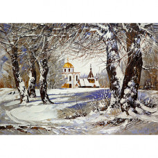 1855 Канва с рисунком Матренин посад 'Воскресное утро' (37*49см)